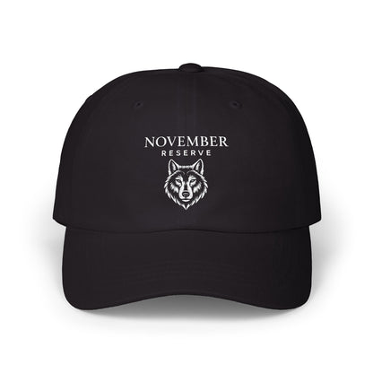 November Reserve Wolf Embroidered Dad Cap