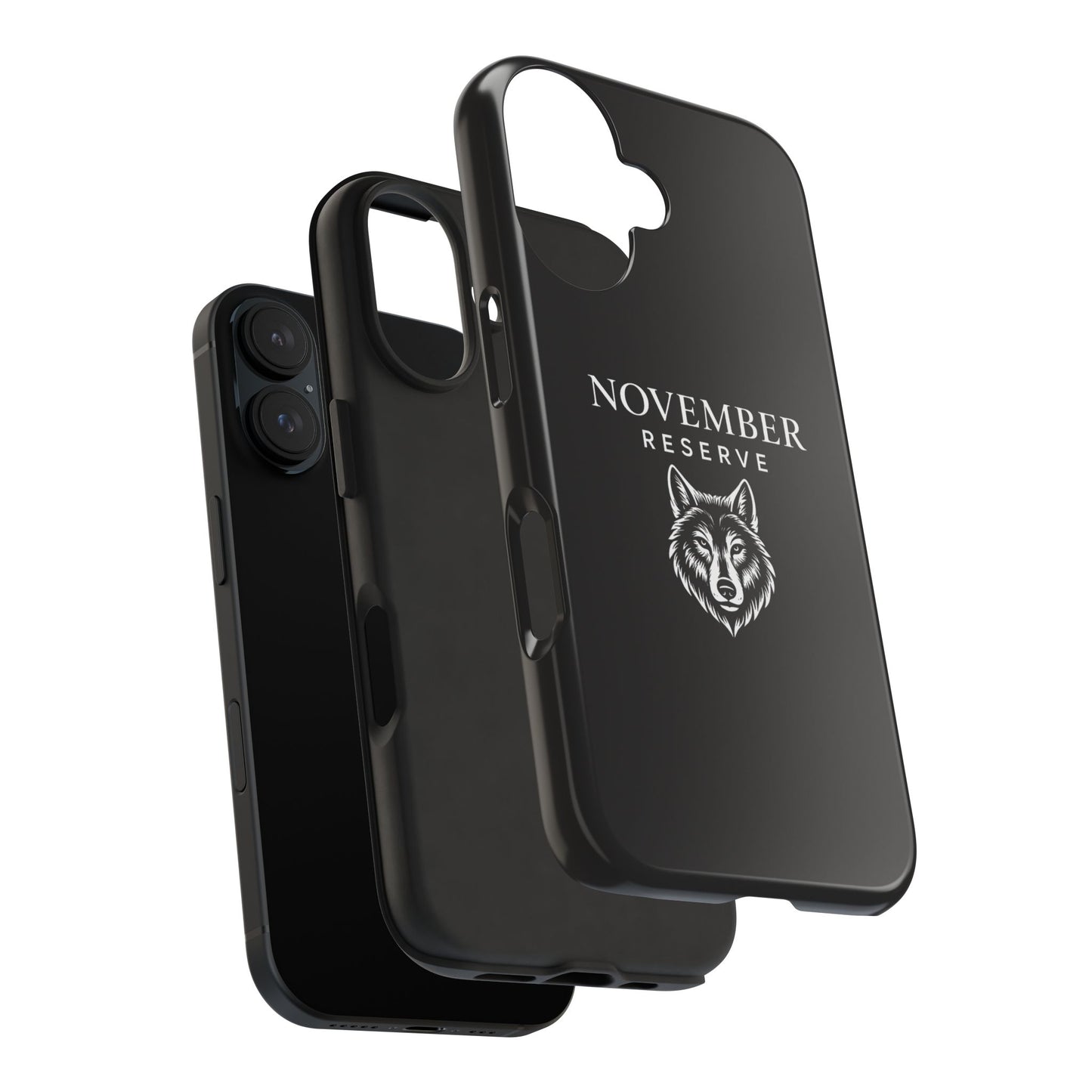 November Reserve Wolf Tough Phone Case — Rugged Black Protective Phone Cover