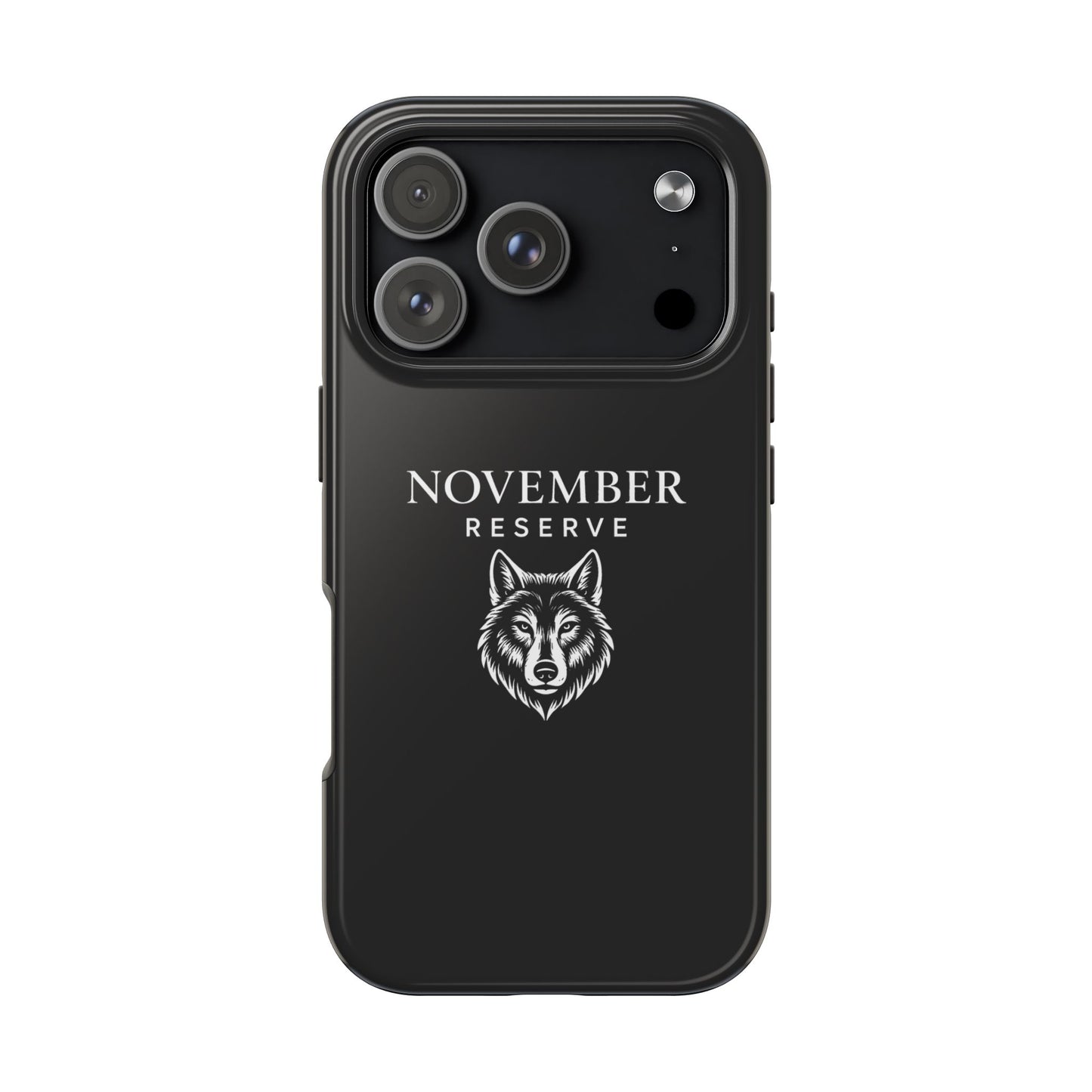 November Reserve Wolf Tough Phone Case — Rugged Black Protective Phone Cover