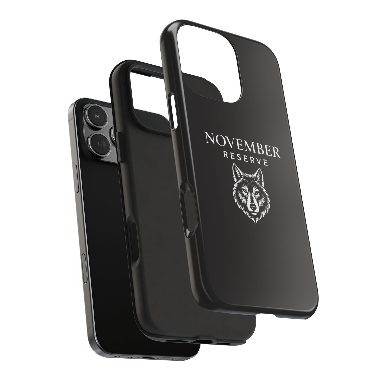 November Reserve Wolf Tough Phone Case — Rugged Black Protective Phone Cover