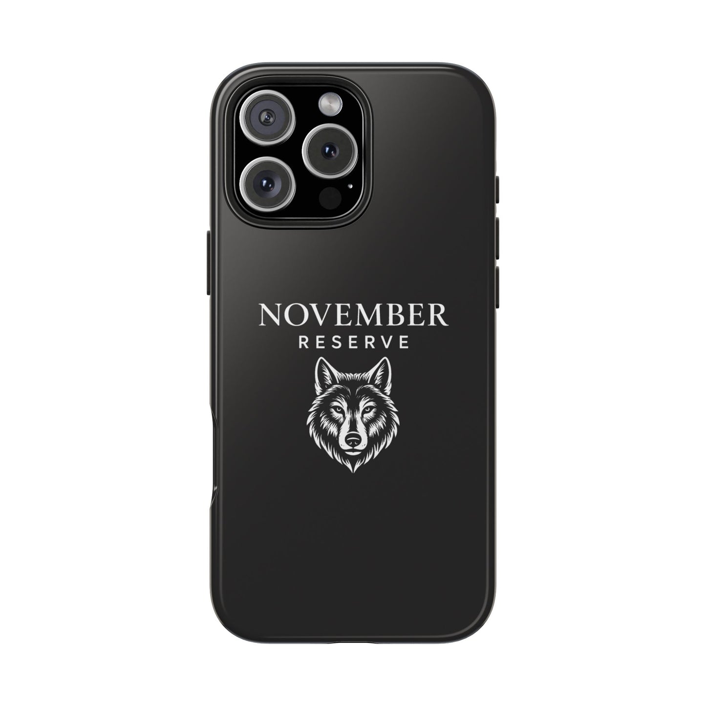 November Reserve Wolf Tough Phone Case — Rugged Black Protective Phone Cover
